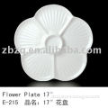 17" super white porcelain flower-shape plate for hotels